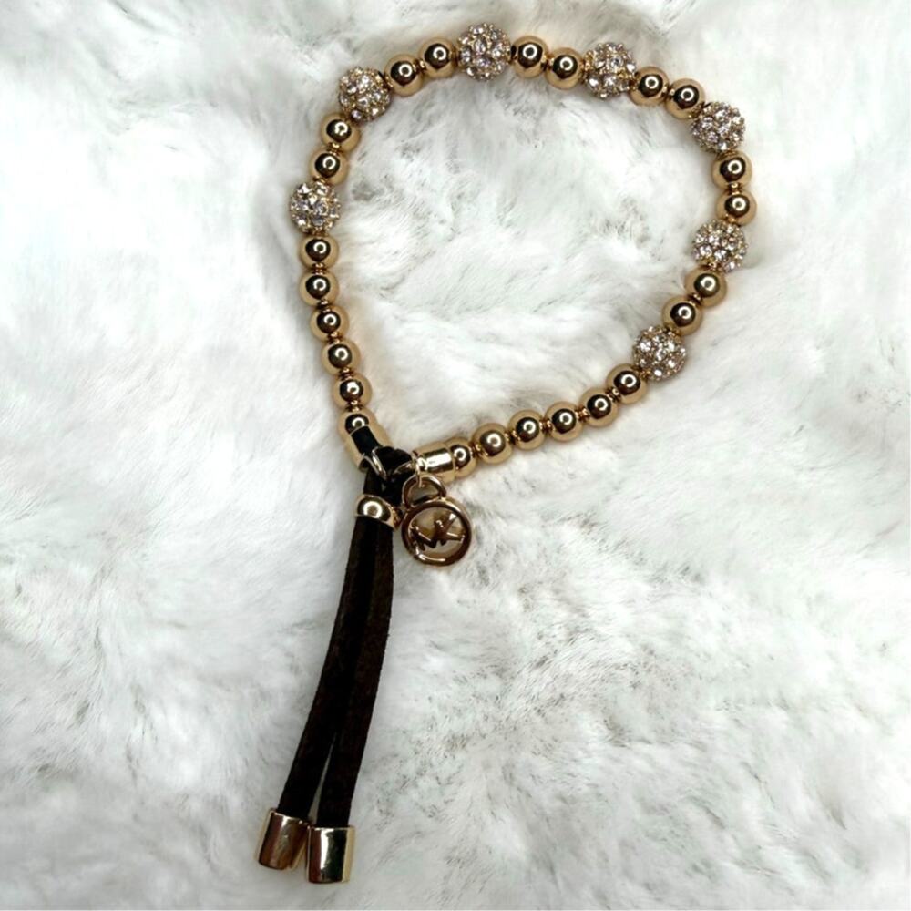 Michael Kors Gold-Tone Beaded Stretch Bracelet